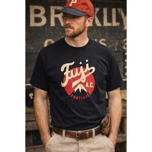 Ebbets Field Flannels Mens Fuji Athletic Club T-shirt XXL 2XL Black Portland Tee
